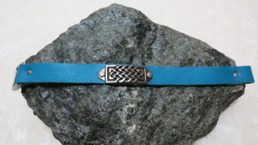 bracelet blue leather with ethno decoration